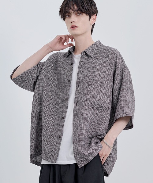 総柄サマーツイードリラクシング半袖シャツ（シャツ/ブラウス