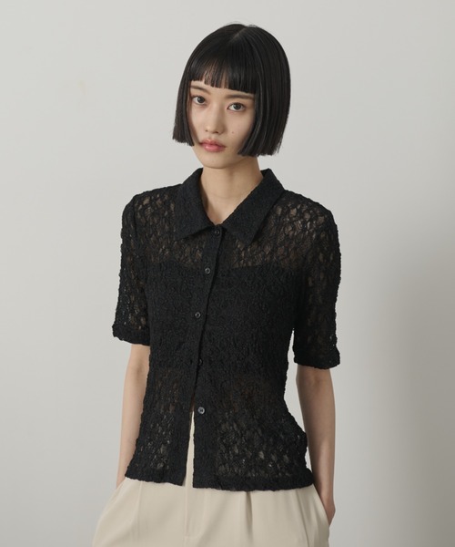 AIC.(エーアイシー)の「レースポロトップス(ポロシャツ・レディース・ブラック/ホワイト・FREE)」の3枚目の写真