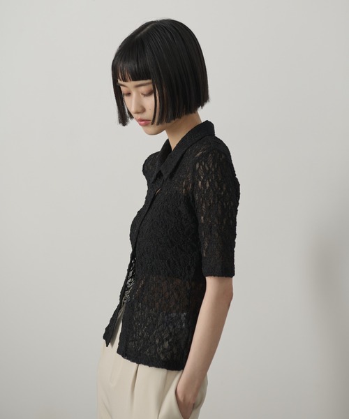 AIC.(エーアイシー)の「レースポロトップス(ポロシャツ・レディース・ブラック/ホワイト・FREE)」の4枚目の写真