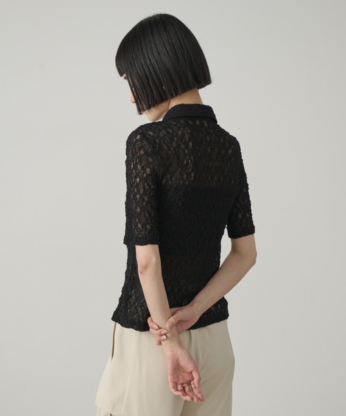 AIC.(エーアイシー)の「レースポロトップス(ポロシャツ・レディース・ブラック/ホワイト・FREE)」の6枚目の写真