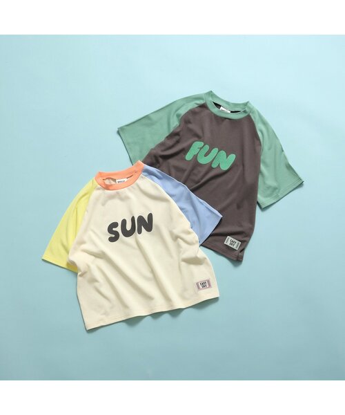 BREEZE（ブリーズ）の「【EASYドライ】ラグランTシャツ_ジュニア対応（Tシャツ/カットソー・キッズ・レインボー/チャコール・80/90/100/110/120/130/140）」の5枚目の写真