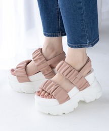 JELLY BEANS | シャーリングダブルベルト厚底サンダル(210-53370)JELLY BEANS(ジェリービーンズ)(サンダル)
