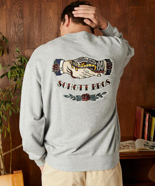 Schott/ショット/SHAKE HAND SNAKE CREW SWEAT/シェイクハンド