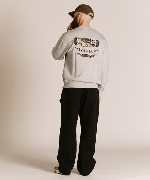 schott（ショット）の「Schott/ショット/SHAKE HAND SNAKE CREW SWEAT/シェイクハンド スネーク クルースウェット（スウェット・メンズ・ブラック/グレー/ネイビー・M/L/XL/2XL）」の10枚目の写真