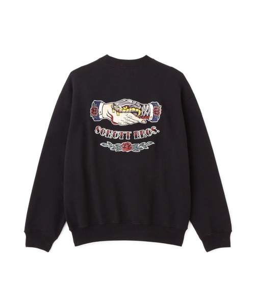 schott（ショット）の「Schott/ショット/SHAKE HAND SNAKE CREW SWEAT/シェイクハンド スネーク クルースウェット（スウェット・メンズ・ブラック/グレー/ネイビー・M/L/XL/2XL）」の15枚目の写真