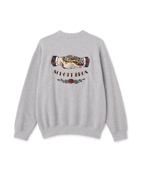 schott（ショット）の「Schott/ショット/SHAKE HAND SNAKE CREW SWEAT/シェイクハンド スネーク クルースウェット（スウェット・メンズ・ブラック/グレー/ネイビー・M/L/XL/2XL）」の18枚目の写真