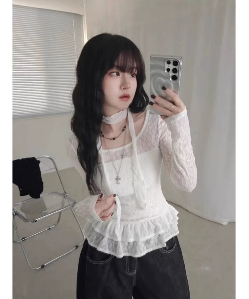 ARCHIVER（アーカイバ）の「【Lp】ストールセットレースフリルブラウス（シャツ/ブラウス・レディース・アイボリー/ホワイト・SMALL/MEDIUM/LARGE）」の12枚目の写真