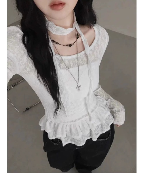 ARCHIVER（アーカイバ）の「【Lp】ストールセットレースフリルブラウス（シャツ/ブラウス・レディース・アイボリー/ホワイト・SMALL/MEDIUM/LARGE）」の13枚目の写真