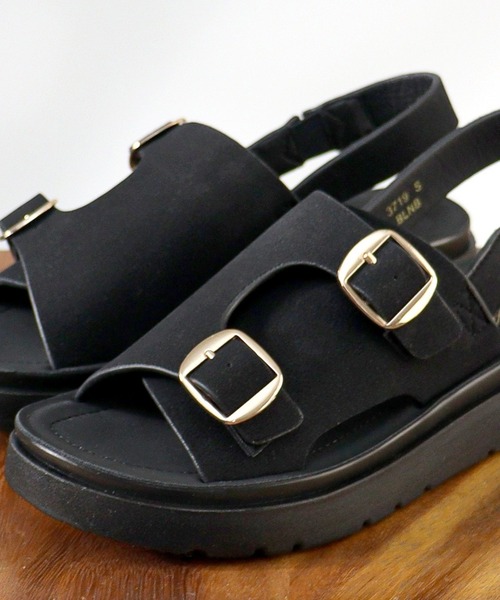 AAA+（サンエープラス）の「AAA+/ 軽量厚底 ダブルモンク コンフォート ストラップサンダル(3719)（サンダル・レディース・ブラック/ブラック系その他・S/M/L）」の5枚目の写真