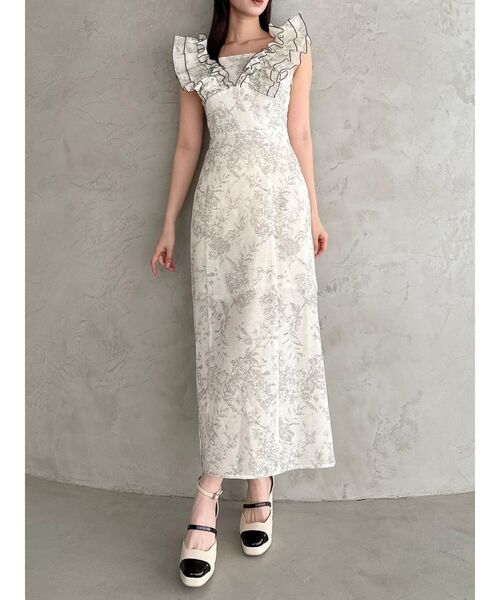 人気dazzlin/カスレフラワーIラインワンピース セール】カスレフラワーIラインワンピース（ワンピース