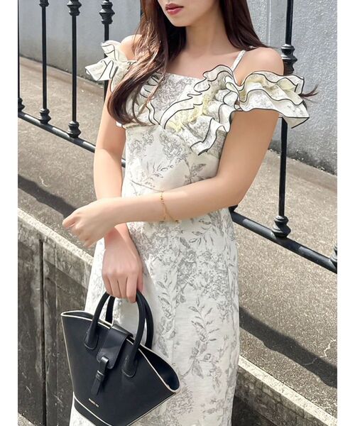 dazzlin カスレフラワーIラインワンピース ブラック カスレフラワーIラインワンピース[品番：MKSW0059144]｜dazzlin