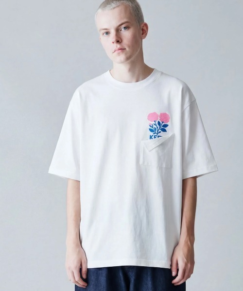 rehacer(レアセル)の「rehacer : BloomPocket Relax Fit T-Shirt / ブルームポケット リラックスフィット Tシャツ(Tシャツ/カットソー・メンズ・ホワイト/ブラック・SMALL/MEDIUM/LARGE/X-LARGE)」の1枚目の写真