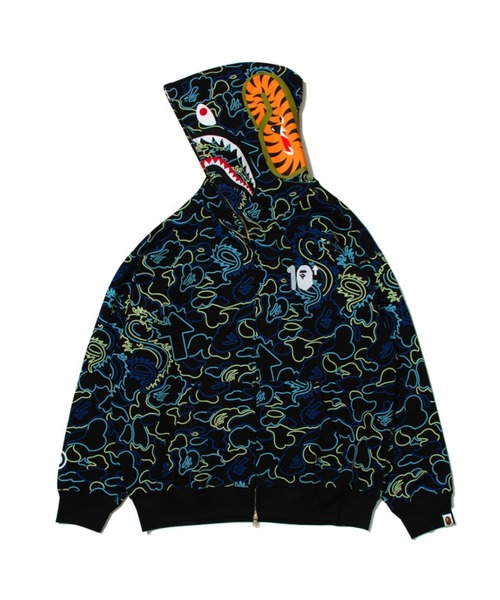 シャークパーカー　夜光デザイン付き ☆蓄光☆ Space camo シャーク パーカー Sサイズ shark full zip