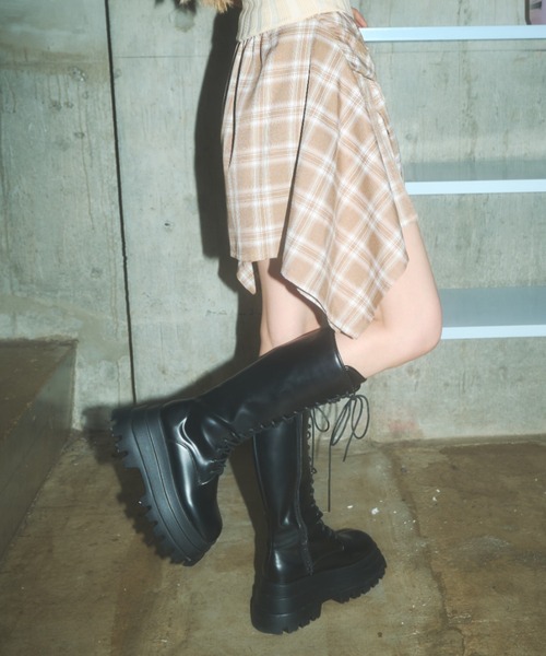 Poly Jam(ポリージャム)の「wrapped check shirt skirt / チェックシャツスカート(スカート・レディース・ベージュ/ネイビー・FREE)」の15枚目の写真