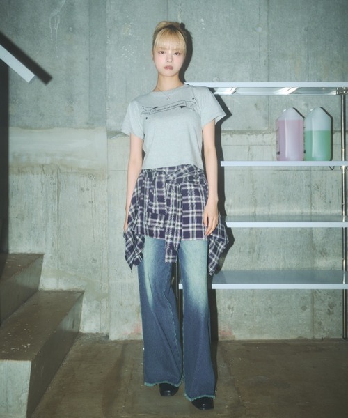 Poly Jam(ポリージャム)の「wrapped check shirt skirt / チェックシャツスカート(スカート・レディース・ベージュ/ネイビー・FREE)」の17枚目の写真