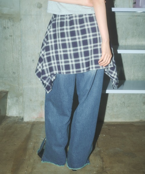 Poly Jam(ポリージャム)の「wrapped check shirt skirt / チェックシャツスカート(スカート・レディース・ベージュ/ネイビー・FREE)」の9枚目の写真