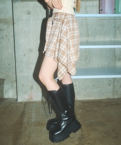 Poly Jam(ポリージャム)の「wrapped check shirt skirt / チェックシャツスカート(スカート・レディース・ベージュ/ネイビー・FREE)」の13枚目の写真