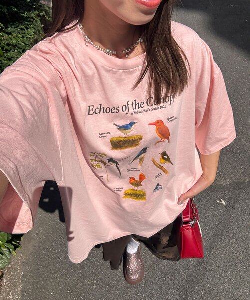 CIAOPANIC(チャオパニック)の「【BIRDMANIA/バードマニア】野鳥コレクションTシャツ(Tシャツ/カットソー・レディース・ホワイト/ネイビー/ピンク/ホワイト系その他/ダークブルー/ピンク系その他/ホワイト系その他2/ホワイト系その他3/ピンク系その他2/ピンク系その他3・FREE)」の9枚目の写真