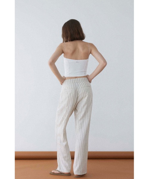 ANN DEMEULEMEESTER 2008SS 裾裏ストライプパンツ XS ANN DEMEULEMEESTER(アンドゥムルメステール) KAT CARGO