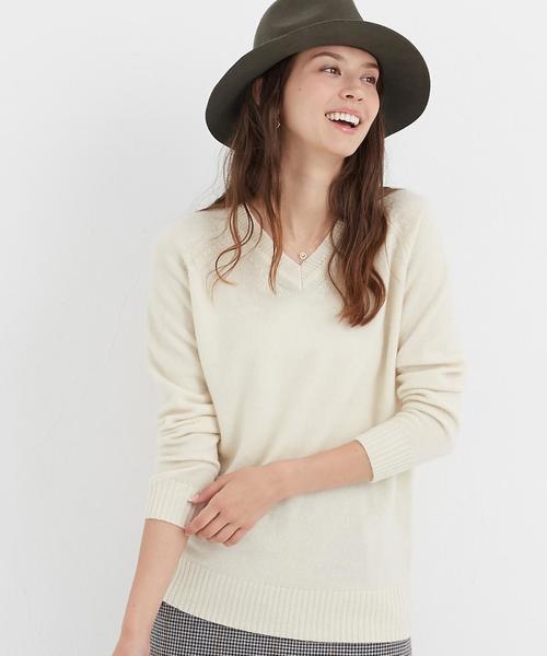 green label relaxing（グリーンレーベルリラクシング）の「KF W/YAK V/N プルオーバー ニット◆（ニット/セーター・レディース・オフホワイト/ライトグレー/ネイビー・フリー）」の11枚目の写真