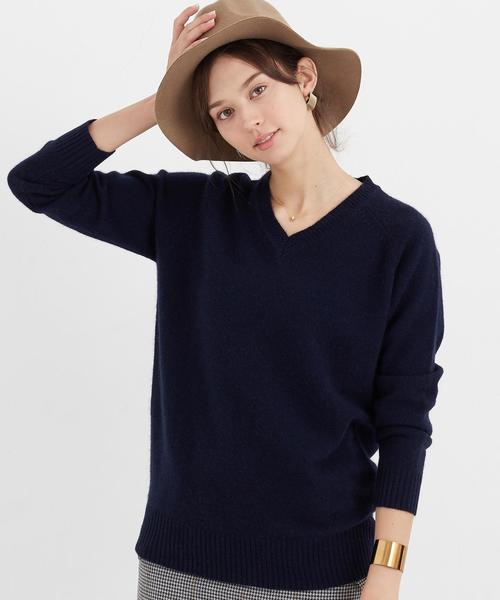 green label relaxing（グリーンレーベルリラクシング）の「KF W/YAK V/N プルオーバー ニット◆（ニット/セーター・レディース・オフホワイト/ライトグレー/ネイビー・フリー）」の13枚目の写真