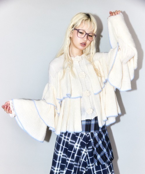 Candy Stripper(キャンディストリッパー)の「ROSE SHEER KNIT カーディガン(カーディガン/ボレロ・レディース・ブラウン/アイボリー/ブラック・FREE)」の6枚目の写真