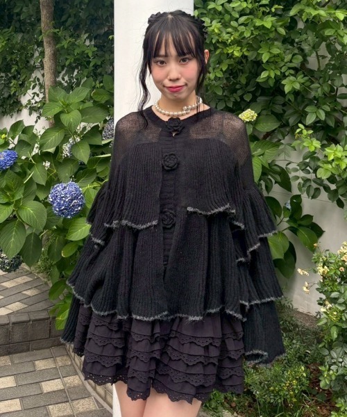 Candy Stripper(キャンディストリッパー)の「ROSE SHEER KNIT カーディガン(カーディガン/ボレロ・レディース・ブラウン/アイボリー/ブラック・FREE)」の11枚目の写真