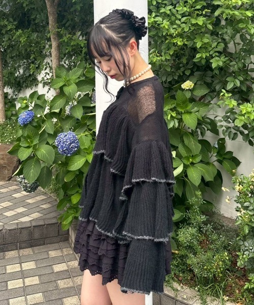 Candy Stripper(キャンディストリッパー)の「ROSE SHEER KNIT カーディガン(カーディガン/ボレロ・レディース・ブラウン/アイボリー/ブラック・FREE)」の12枚目の写真