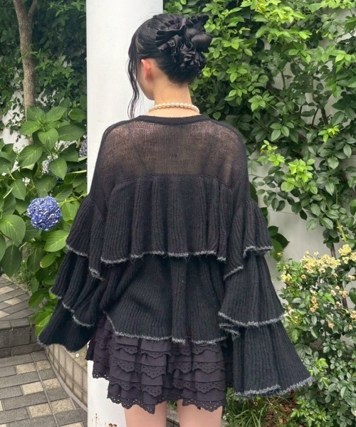 Candy Stripper(キャンディストリッパー)の「ROSE SHEER KNIT カーディガン(カーディガン/ボレロ・レディース・ブラウン/アイボリー/ブラック・FREE)」の13枚目の写真