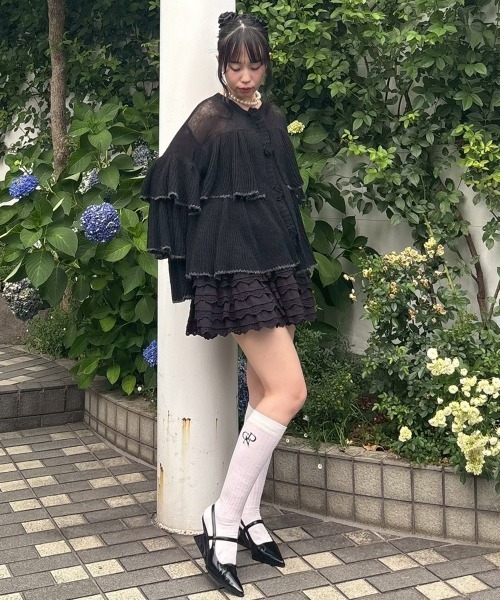 Candy Stripper(キャンディストリッパー)の「ROSE SHEER KNIT カーディガン(カーディガン/ボレロ・レディース・ブラウン/アイボリー/ブラック・FREE)」の14枚目の写真