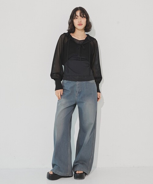 完売間近！】フードショートニットボレロ｜シアートップス/冷房