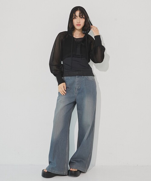 UNITED TOKYO（ユナイテッドトウキョウ）の「【完売間近！】フードショートニットボレロ｜シアートップス/冷房対策/秋服（カーディガン/ボレロ・レディース・ホワイト/ブラック・FREE）」の10枚目の写真