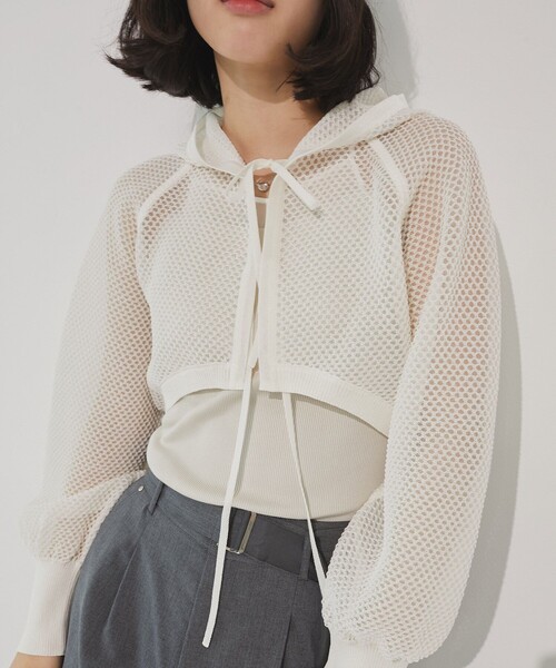完売間近！】フードショートニットボレロ｜シアートップス/冷房対策/秋