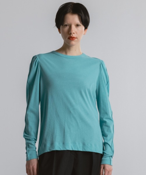 CINOH(チノ)の「PUFF SLEEVE T-SHIRT(Tシャツ/カットソー・レディース・ブラック/ホワイト/ターコイズブルー系・38/36)」の3枚目の写真
