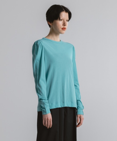 CINOH(チノ)の「PUFF SLEEVE T-SHIRT(Tシャツ/カットソー・レディース・ブラック/ホワイト/ターコイズブルー系・38/36)」の12枚目の写真