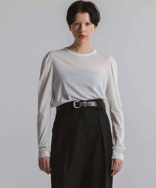 CINOH(チノ)の「PUFF SLEEVE T-SHIRT(Tシャツ/カットソー・レディース・ブラック/ホワイト/ターコイズブルー系・38/36)」の14枚目の写真