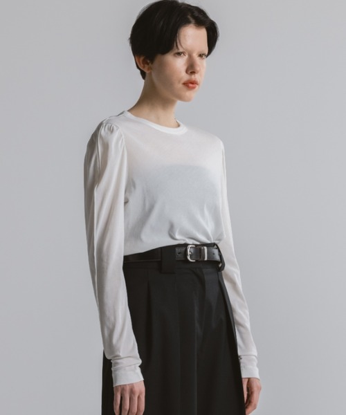CINOH(チノ)の「PUFF SLEEVE T-SHIRT(Tシャツ/カットソー・レディース・ブラック/ホワイト/ターコイズブルー系・38/36)」の7枚目の写真