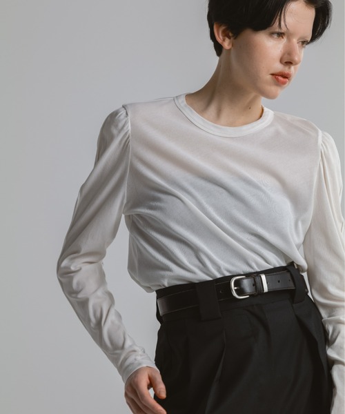 CINOH(チノ)の「PUFF SLEEVE T-SHIRT(Tシャツ/カットソー・レディース・ブラック/ホワイト/ターコイズブルー系・38/36)」の9枚目の写真