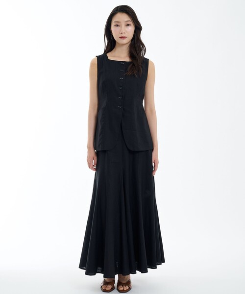 PUBLIC TOKYO（パブリックトウキョウ）の「コットンリネンフレアスカート（スカート・レディース・ブラック/アイボリー/ブルー・1/2）」の5枚目の写真