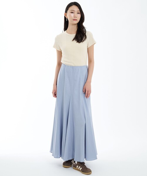 PUBLIC TOKYO（パブリックトウキョウ）の「コットンリネンフレアスカート（スカート・レディース・ブラック/アイボリー/ブルー・1/2）」の6枚目の写真