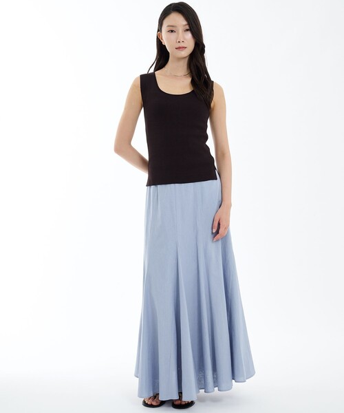 PUBLIC TOKYO（パブリックトウキョウ）の「コットンリネンフレアスカート（スカート・レディース・ブラック/アイボリー/ブルー・1/2）」の7枚目の写真