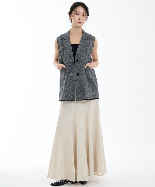 PUBLIC TOKYO（パブリックトウキョウ）の「コットンリネンフレアスカート（スカート・レディース・ブラック/アイボリー/ブルー・1/2）」の9枚目の写真