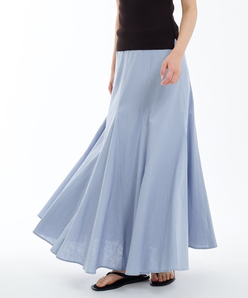 PUBLIC TOKYO（パブリックトウキョウ）の「コットンリネンフレアスカート（スカート・レディース・ブラック/アイボリー/ブルー・1/2）」の3枚目の写真
