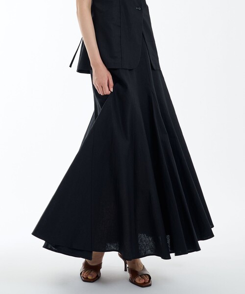 PUBLIC TOKYO（パブリックトウキョウ）の「コットンリネンフレアスカート（スカート・レディース・ブラック/アイボリー/ブルー・1/2）」の2枚目の写真