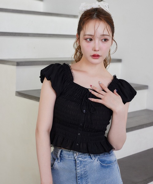 one after another NICE CLAUP（ワンアフターアナザーナイスクラップ）の「【WEB限定/新色追加】シャーリングブラウス（シャツ/ブラウス・レディース・ブラック/ホワイト/ネイビー系/ベージュ系その他・FREE）」の11枚目の写真