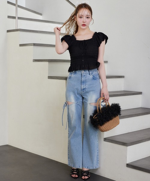 one after another NICE CLAUP（ワンアフターアナザーナイスクラップ）の「【WEB限定/新色追加】シャーリングブラウス（シャツ/ブラウス・レディース・ブラック/ホワイト/ネイビー系/ベージュ系その他・FREE）」の14枚目の写真