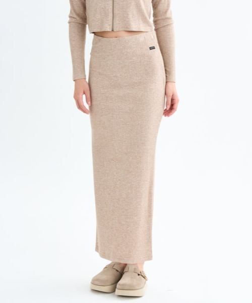 RVCA(ルーカ)の「RVCA/ルーカ MAXI PENCIL SKIRT リブニットスカート BF044-601(スカート・レディース・杢グレー/ベージュ/ブラック・M)」の3枚目の写真
