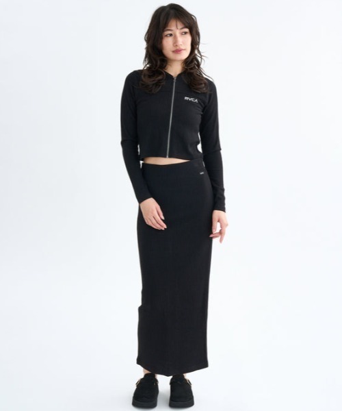 RVCA(ルーカ)の「RVCA/ルーカ MAXI PENCIL SKIRT リブニットスカート BF044-601(スカート・レディース・杢グレー/ベージュ/ブラック・M)」の6枚目の写真