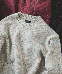 3ゲージ カラーネップ クルーネック ニット