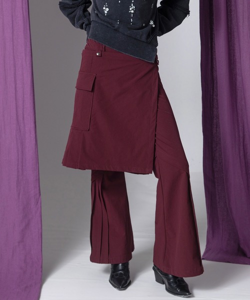 AULA AILA（アウラアイラ）の「ストレッチフレアパンツ（その他パンツ・レディース・ボルドー/カーキ/ブラック・1/0）」の3枚目の写真